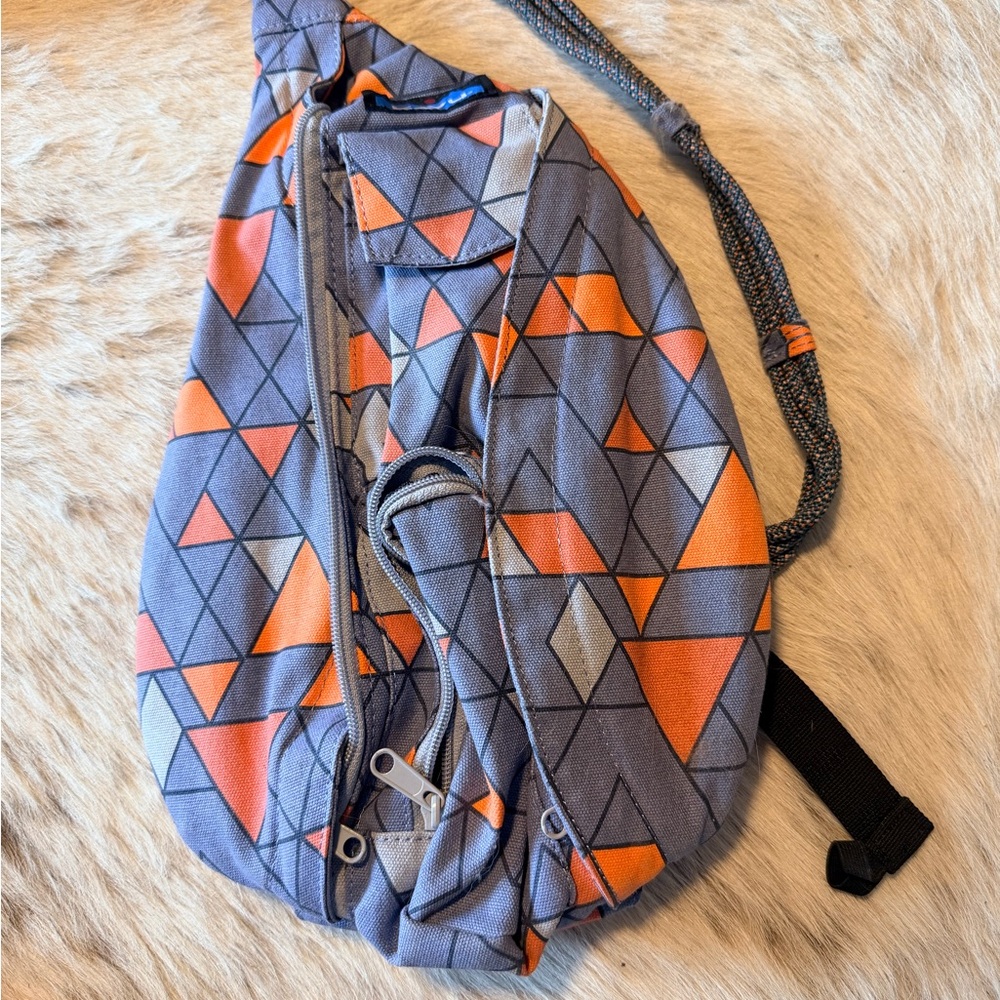 KAVU Geometric Blue and Orange Sling Bag